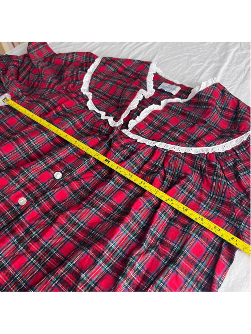 NWT Lanz of Salzburg Classic Red Plaid Cotton Flannel Nightgown Sz L - Picture 6 of 9